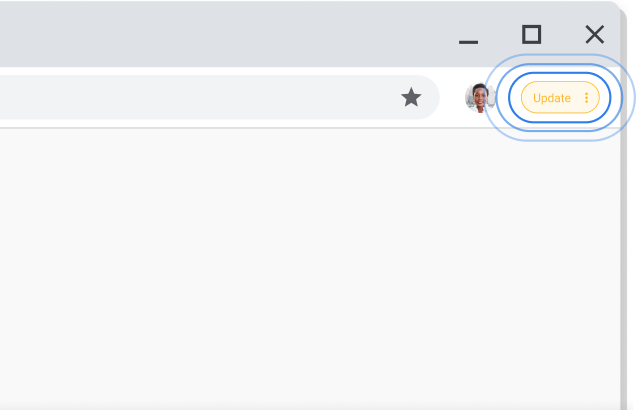 Top-right corner of Chrome browser window highlighting the Update prompt.