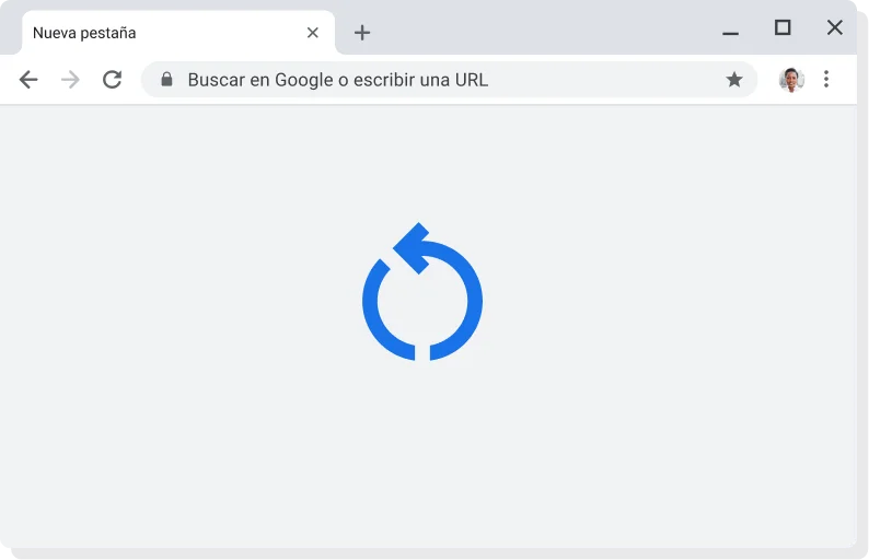 Actualizaciones automáticas Interfaz de Chrome con el icono que indica que se está aplicando una actualización