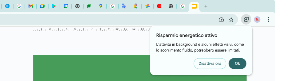 A cursor has clicked on the Energy Saver icon, which explains background activity and some visual effects have been limited to save memory.