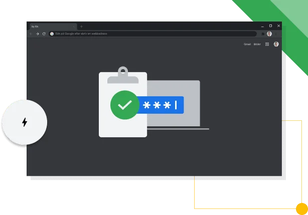 Ett webbläsarfönster i Chrome i mörkt läge som visar Googles produktivitetsikon.
