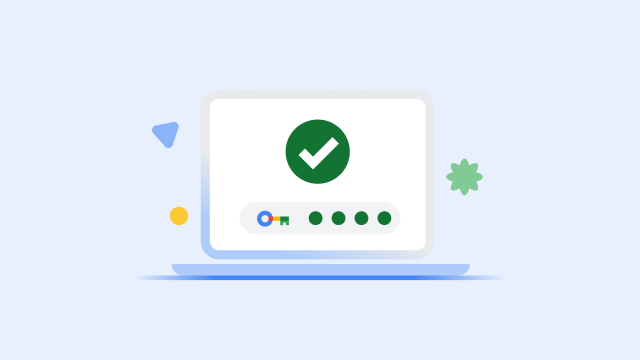 Écran d'ordinateur portable affichant une grande coche verte et une barre de progression de clé de sécurité terminée.